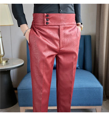 High-end Fashion Glossy Jacquard Design High Waisted Trousers Neapolitan Draped Casual Business Formal Office Social Suit Pants
