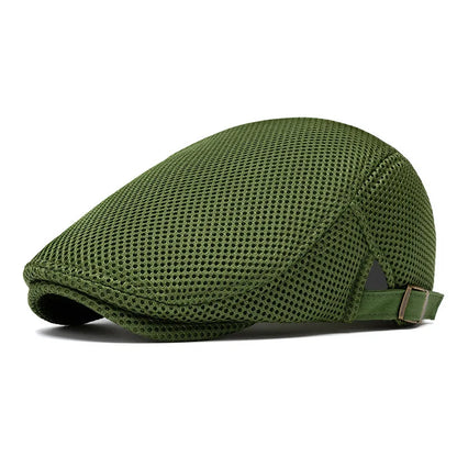 Men Women Hat Adjustable Newsboy Beret Ivy Cap Cabbie Flat Caps  Breathable Mesh Summer