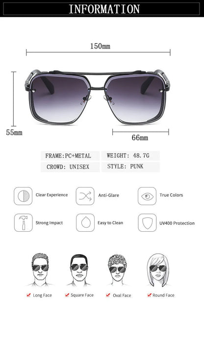 2025 Steampunk Sunglass Men Vintage Square Sunglasses Women Trendy Retro Punk Fashion Glasses Gafas De Sol Hombre Luxe Zonnebril
