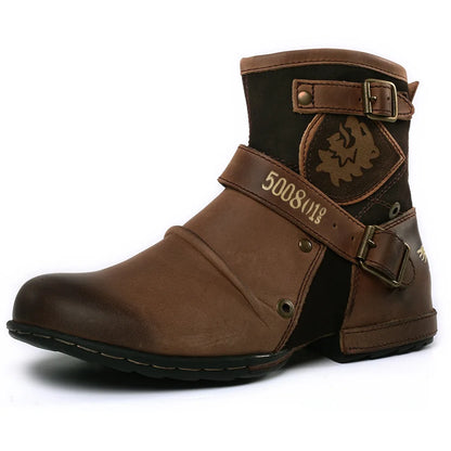 New Round Toe European and American Retro Men's Leather Boots Men's Shoes Men's Boots Plus Size 2023
