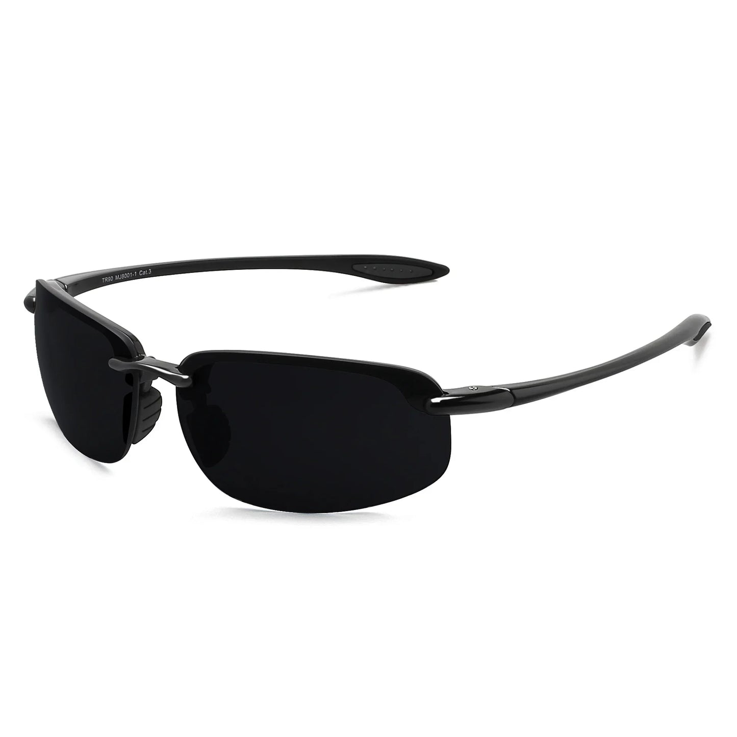 Rimless Polarized Sports Sunglasses Men&Women Tr90 Frame for Running Fishing Baseball Driving （8001）