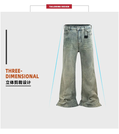 Vintage Wide Leg Jeans Men's and Women's Casual Long Pants Trendy On The Ground ZJ091