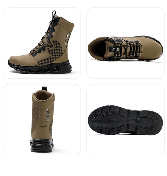 Safety Shoes Men Boots High Top Work Sneakers Steel Toe Anti-smash Puncture-Proof Work Boots Breathable Indestructible Shoes