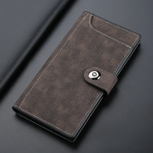 Portefeuille Homme en Cuir PU à Fermoir Magnétique, Pliage en Trois, Style Court ou Long, Business Décontracté, Multi-cartes, Portefeuille Quotidien pour Homme, Cartera Hombre