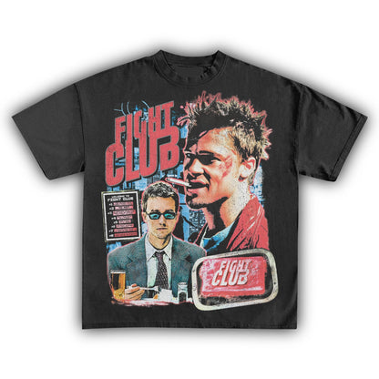 Fight Club Brad Pitt Edward Norton Retro T Shirt for Men Women Vintage Cult Classic Movie Graphic Tee Streetwear