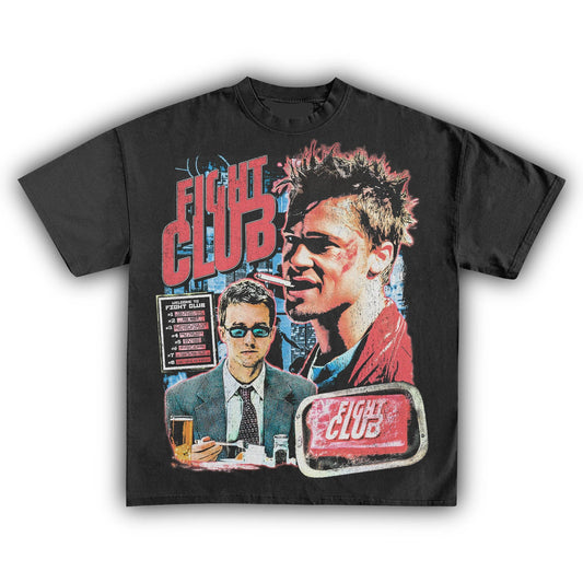 Fight Club Brad Pitt Edward Norton Retro T Shirt for Men Women Vintage Cult Classic Movie Graphic Tee Streetwear