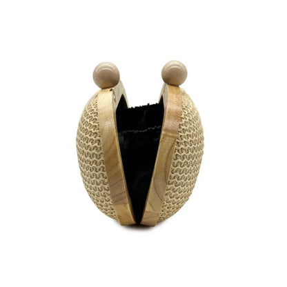 fashion Oval PP straw clutch bag for women wooden clip Handbags elegant weave summer beach bag trend shoulder crossbody bags