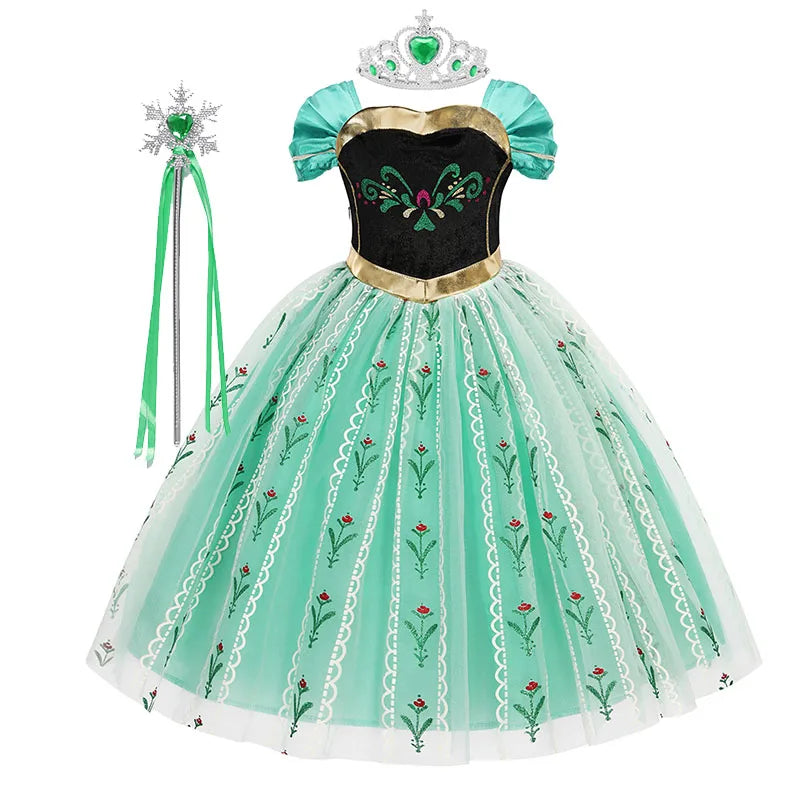 2-10Y New Anna Costumes for Girls 2026 Anna Princess Costume Mesh Dress Children Cosplay Birthday Carnival Party Costume Dress