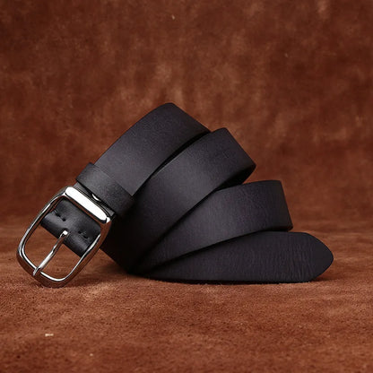 3.3CM Pure Cowhide High Quality Genuine Leather Belts for Men Brand Strap Male Stainless Steel Buckle Business Jeans Cowboy
