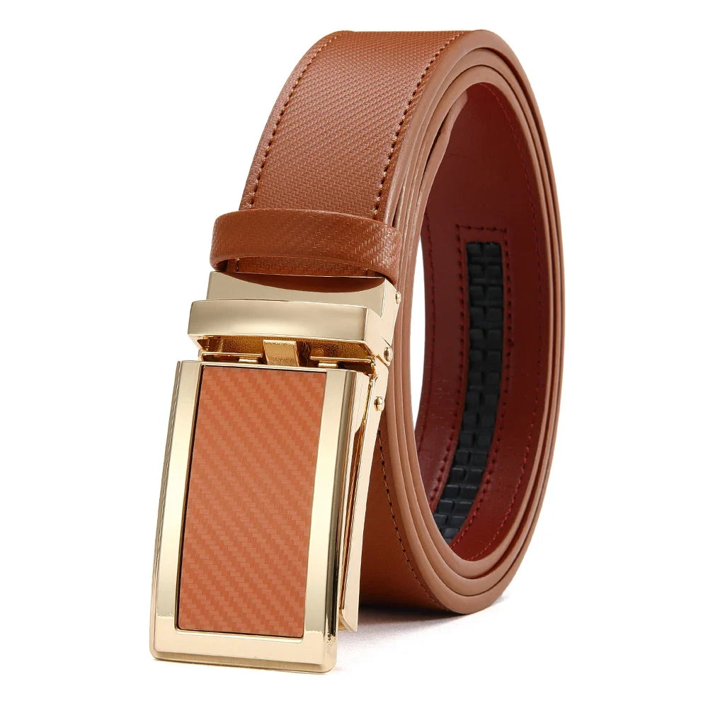 Men Belt Genuine Leather High Quality Buckle Jeans Cowskin Casual Belts Business Cowboy Male Automatic Buckle Belt 115cm 125cm