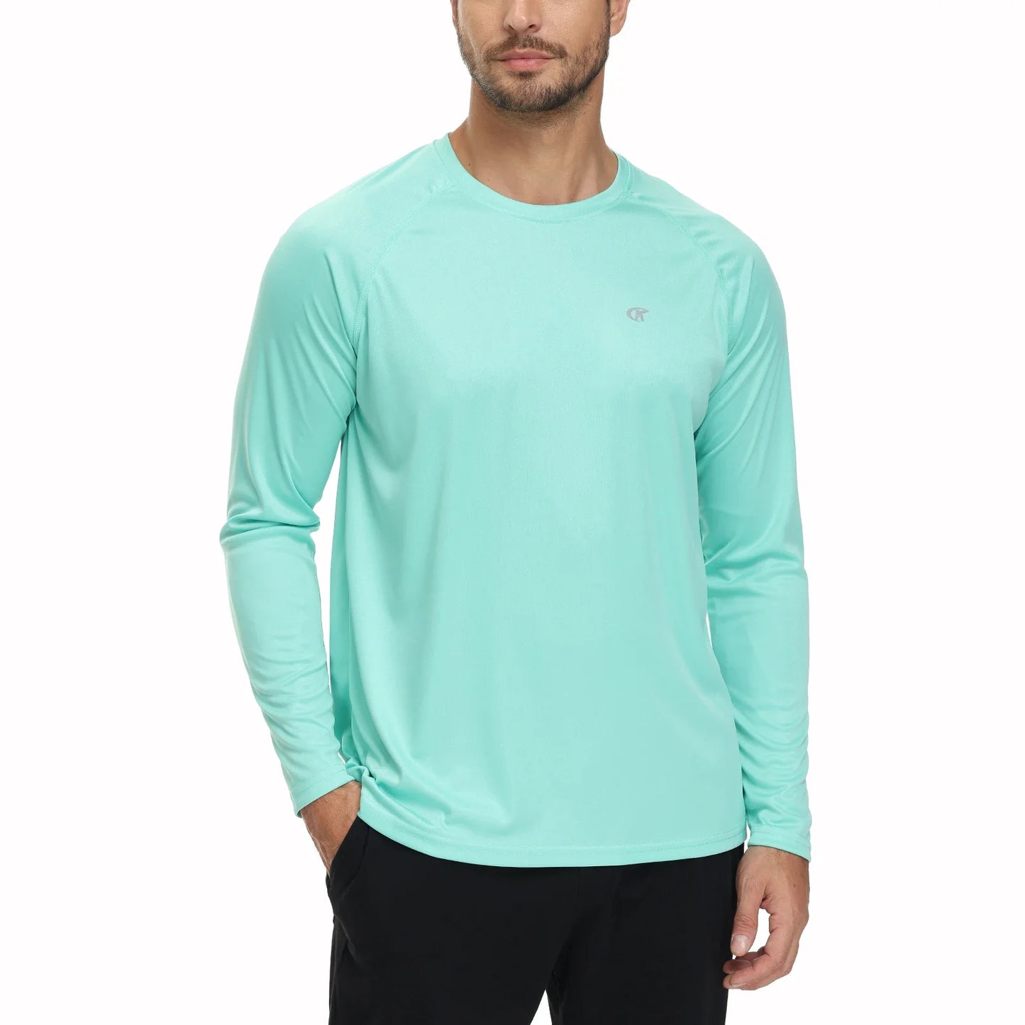 Men UPF 50+ Long Sleeve T-Shirt, Rash Guard Breathable Tops, Pullover Shirt for Sport Fishing Hiking Running Beach Surfing
