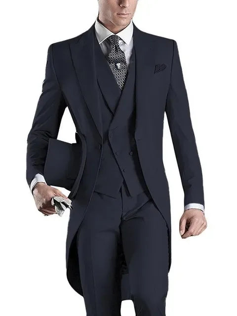 Costume Homme 3 Pieces Fashion Tuxedos Groom Wedding Men Suits Tuxedo Terno Masculino De Pour Hommes Blazer (Jacket+Pants+Vest)