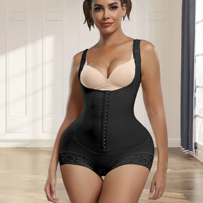 Bodysuit Shapewear Women Tummy Control Butt Lifter Faja Body Shaper Open Crotch With Hooks Design