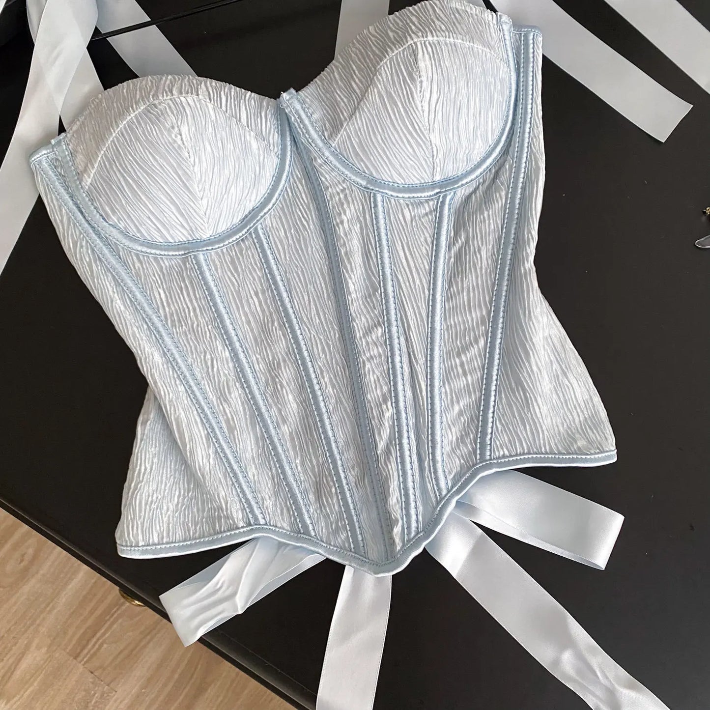 Luxury Party Corset Top Ladies French Style Lace Up Texture Senior Sexy Camisole Summer Retro Sensual Bodycon Tank Top