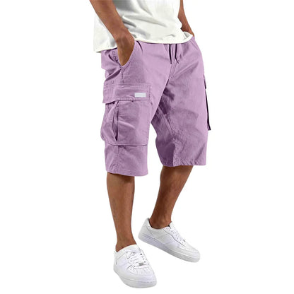 2026 NEW men loose straight pants Casual multi-pocket Shorts Summer Five-Inch Men's drawstring Sports cargo short