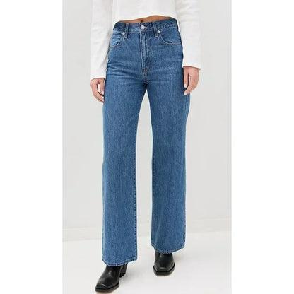Female Retro Casual Baggy Straight Leg Jeans Women Stretch Classic Gray Denim Pants Lady Solid Cheap Fashion Trousers