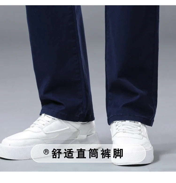 190 Cm Tall Men's Pants Summer Straight Chino Trouser Male Stretch Cotton Office Work Extra Long Leg Length 115 110cm Lengthed