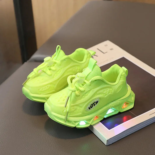 Baby Shoes 2025 Spring Autumn New Boys and Girls Light Up Clunky Sneaker Small and Medium-sized Children's Soft Soled Baby Shoes
