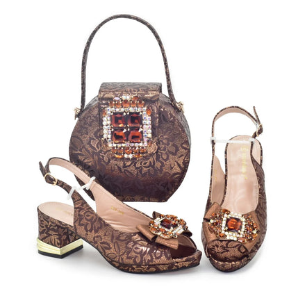 Ladies Shoes and Bags Original Italian Nigeria Party Shoes and Bags for Women Elegant Heeled Shoes for Women