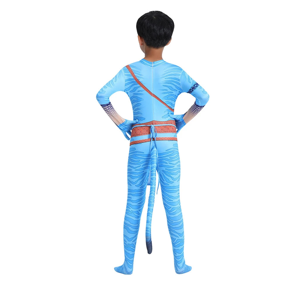 Avatar Cosplay Costume Kids Boys Girl Bobysuit Jumpsuit Alien The Way of Water Tight Disguise Halloween Party Suit