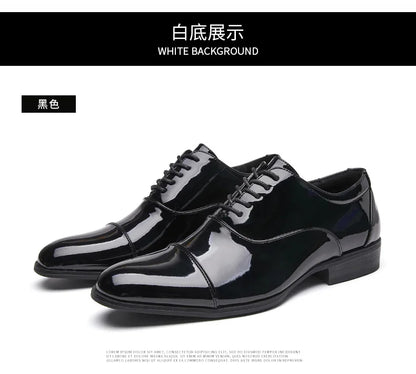 Classic Patent Leather Shoes Men Glossy Leather Shoe Man Formal Business Office Lace Up Wedding Shoes Plus Big Size 38-49