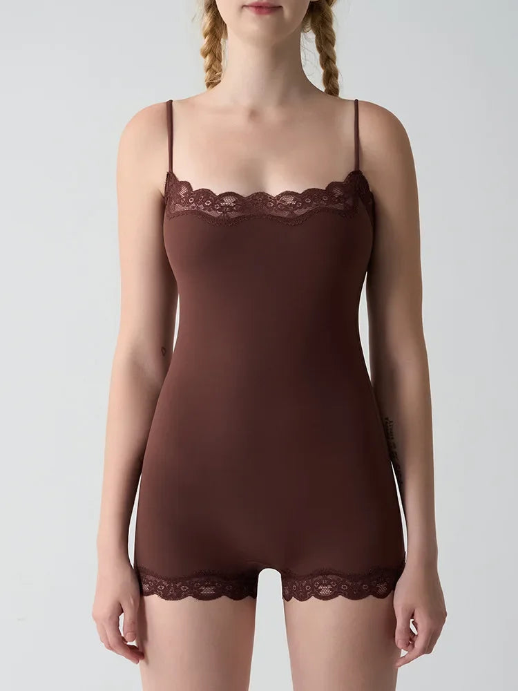 Lace Bodysuit for Women -Adjustable Straps Slim Fit Backless Jumpsuit, Breathable Lifting Seamless Underwear Sexy Lingerie