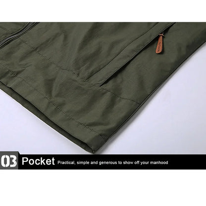 Windbreaker Men Tactical Jacket Waterproof Outdoor Hooded Coat Sports Military Field Climbing Thin Outwear Streetwear Coat