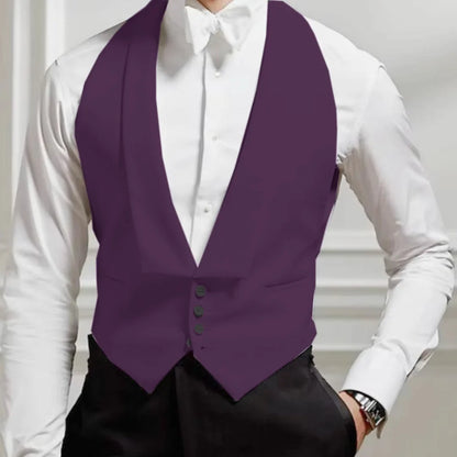 Men Vest White Single Button Solid With Lapel Waistcoat Suit For Wedding Birthday Banquet Party Business Work Men Suit Vest
