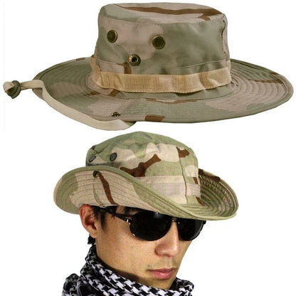 Camouflage Tactical Boonie Hats Camping Climbing Bucket Sniper Hat Men Outdoor Fishing Hiking Cap Sun Protective Boonie Caps