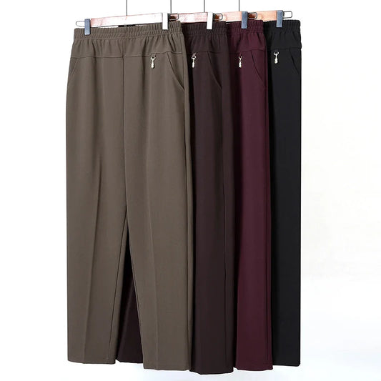 2025 Autumn Fashion Pants Brand Elastic Waist Size Women's Plus Size Thin Pants Casual Office Outdoor Pants