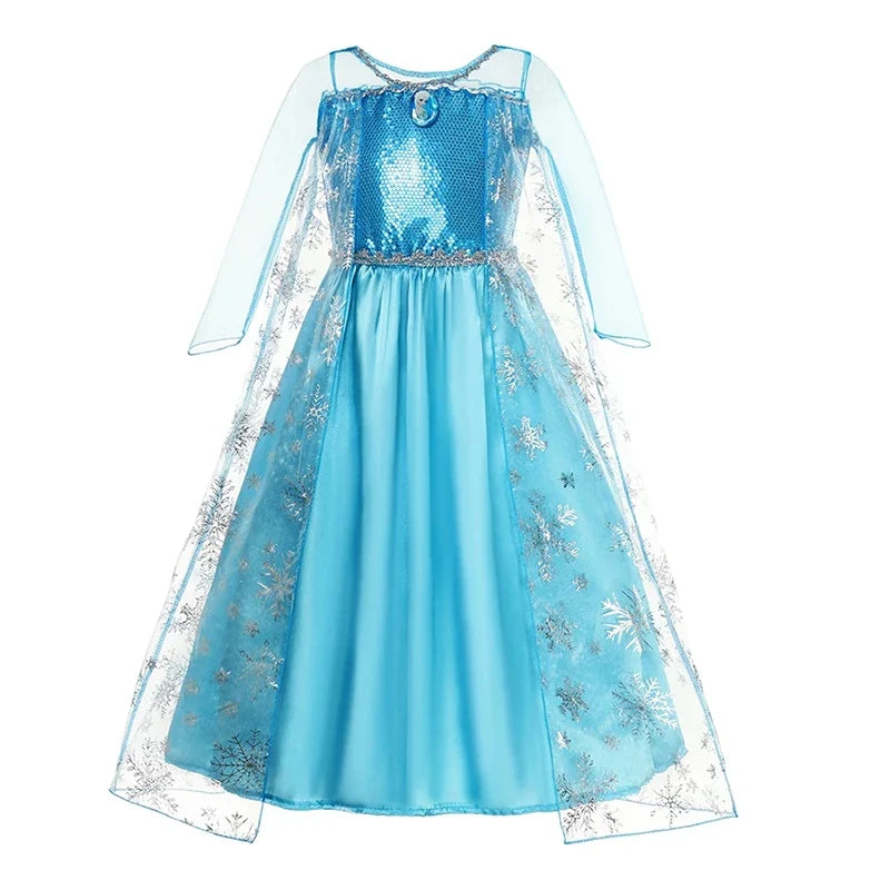 Kids Princess Cosplay Costume Girl Snow Queen Dress Halloween Carnival Clothes Cute Cosplay Evening Party Clothing for 2-10 Year
