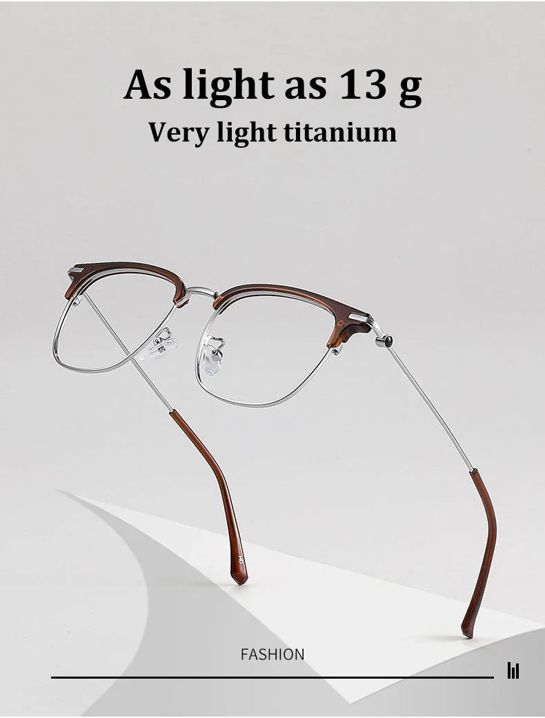 Fashion Vintage Teal Pure Titanium Eyeglasses Men and Women Computer Blue Blocking Myopia Customizable Prescription D8060