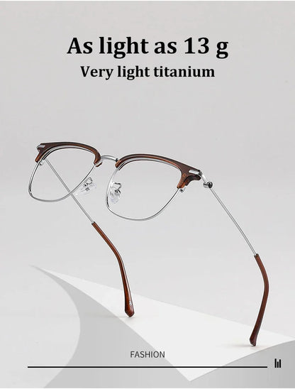 Fashion Vintage Teal Pure Titanium Eyeglasses Men and Women Computer Blue Blocking Myopia Customizable Prescription D8060