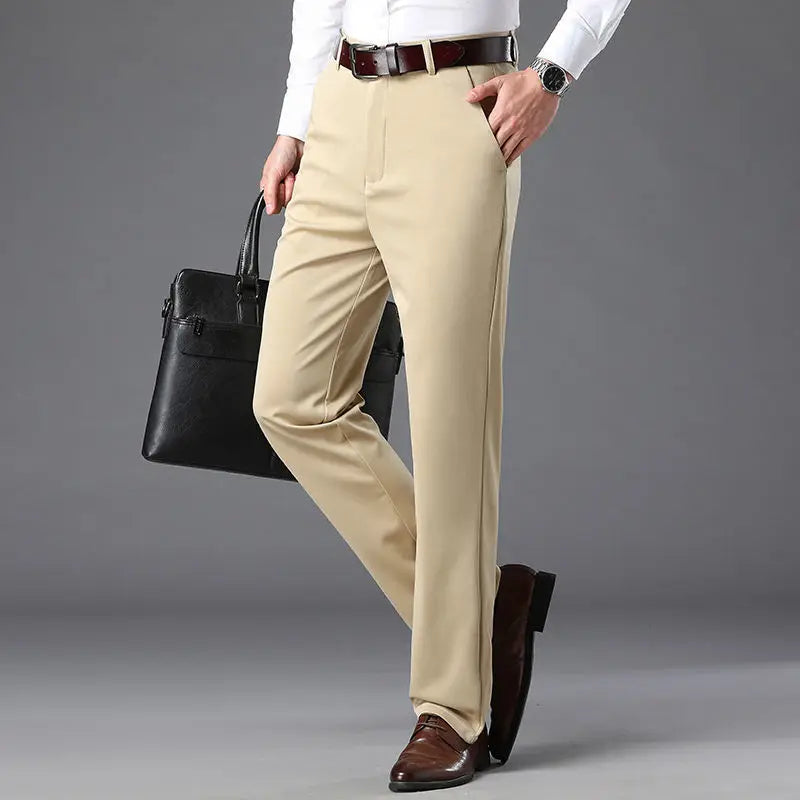 Fashion Men Business Suit Pants Korean Spring Summer Streetwear Male Clothes New Office Casual Solid Loose Straight Trousers 40