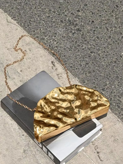 Stylish and sparkly womens evening bag acrylic scallop-shaped clutch wedding party designer chain shoulder bag/crossbody bag
