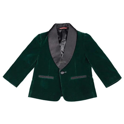 Kids 1 Year Birthday Dress Baby Boys Velvet Blazer Jacket Pants Photograph Suit Children Formal Wedding Performance Evening Wear