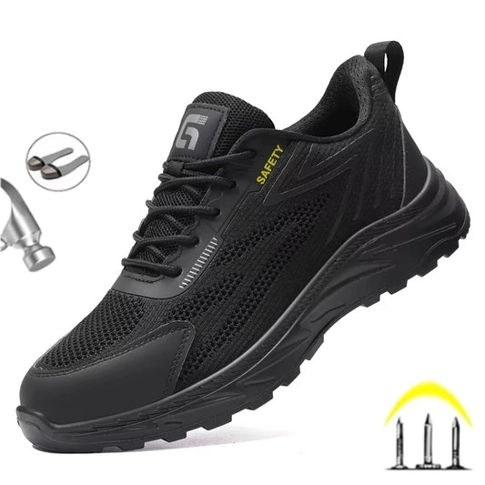 Summer Breathable Men Labor Shoes Lightweight Work Safety Boots Sneakers Anti Nail Indestructible Steel Toe Male Footwear