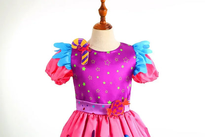 2025 Purim Festival Suspender Rainbow Dress For Girl Candy Lollipop Costume Party Gift Candy Dress + Lollipop Accessories Suit