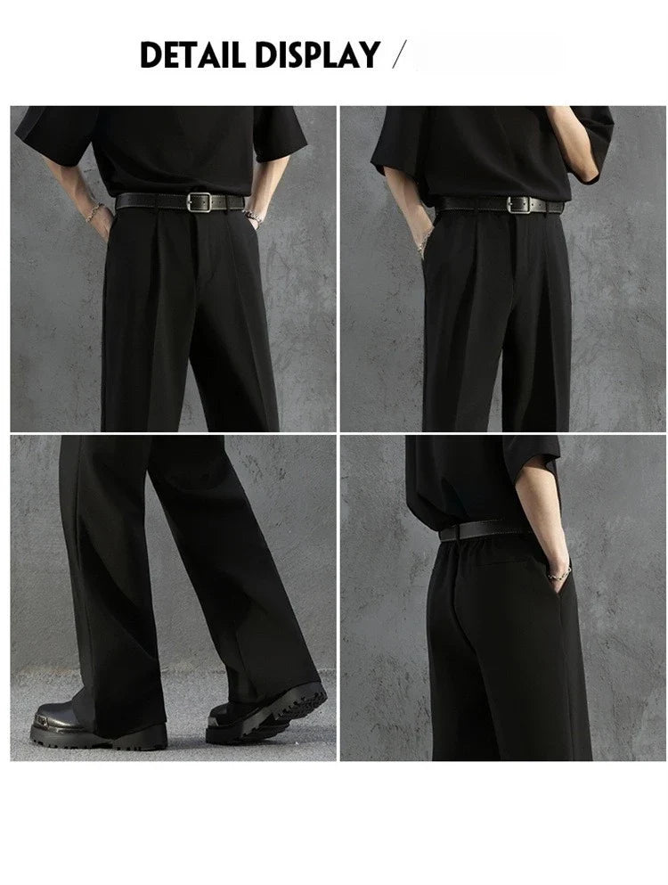 White Luxury Draped Suit Pants Men Fashion Dress Pants Korean Loose Straight Casual Pants Mens Office Formal Trousers Male S-3XL