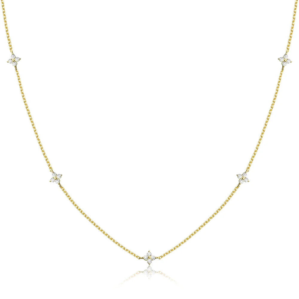 Four-Leaf Clover Moissanite Necklaces for Women 2mm D VVS1 GRA Certified Lab Moissanite s925 Sterling Silver Necklace