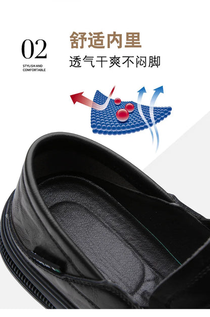2026 Spring Business Casual Shoes for Men Solid Color New Designer Half Slippers Shoes Male Fashion Soft Sole Leather Shoe Man