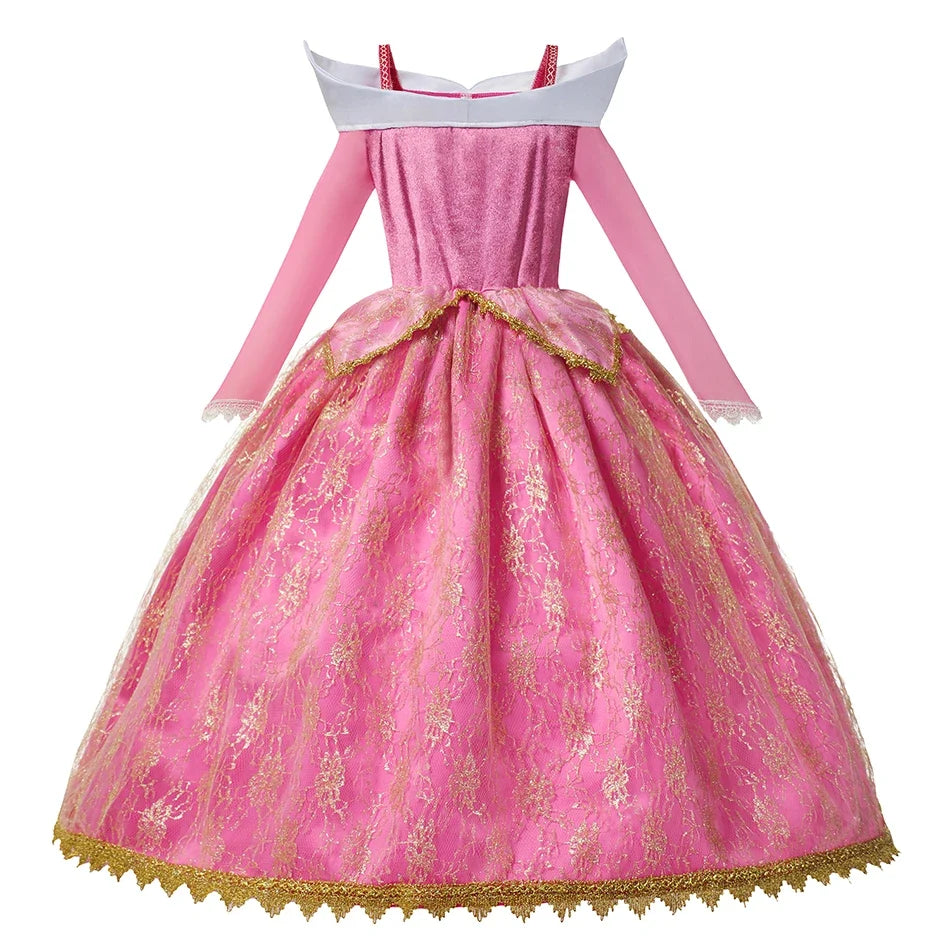 Girls Sleeping Beauty Aurora Cosplay Princess Dress Kids Rapunzel Frozen Elsa Cinderella Costume Party Clothing 2-10Years