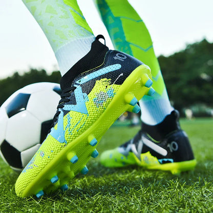 AG FG Athletic Soccer cleats PU Fabric Comfort Upper TPU Anti-slip Long Studs Sole Reliable Quality Adult Kids Training Shoes