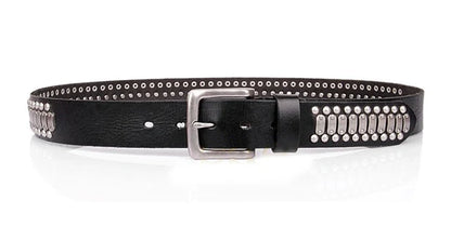 3.8CM Real Genuine Leather Belt Metal Pin Buckle Men Belt Male Wide Cowhide Hiphop Rock Rivet Belts for Men Ceinture Black