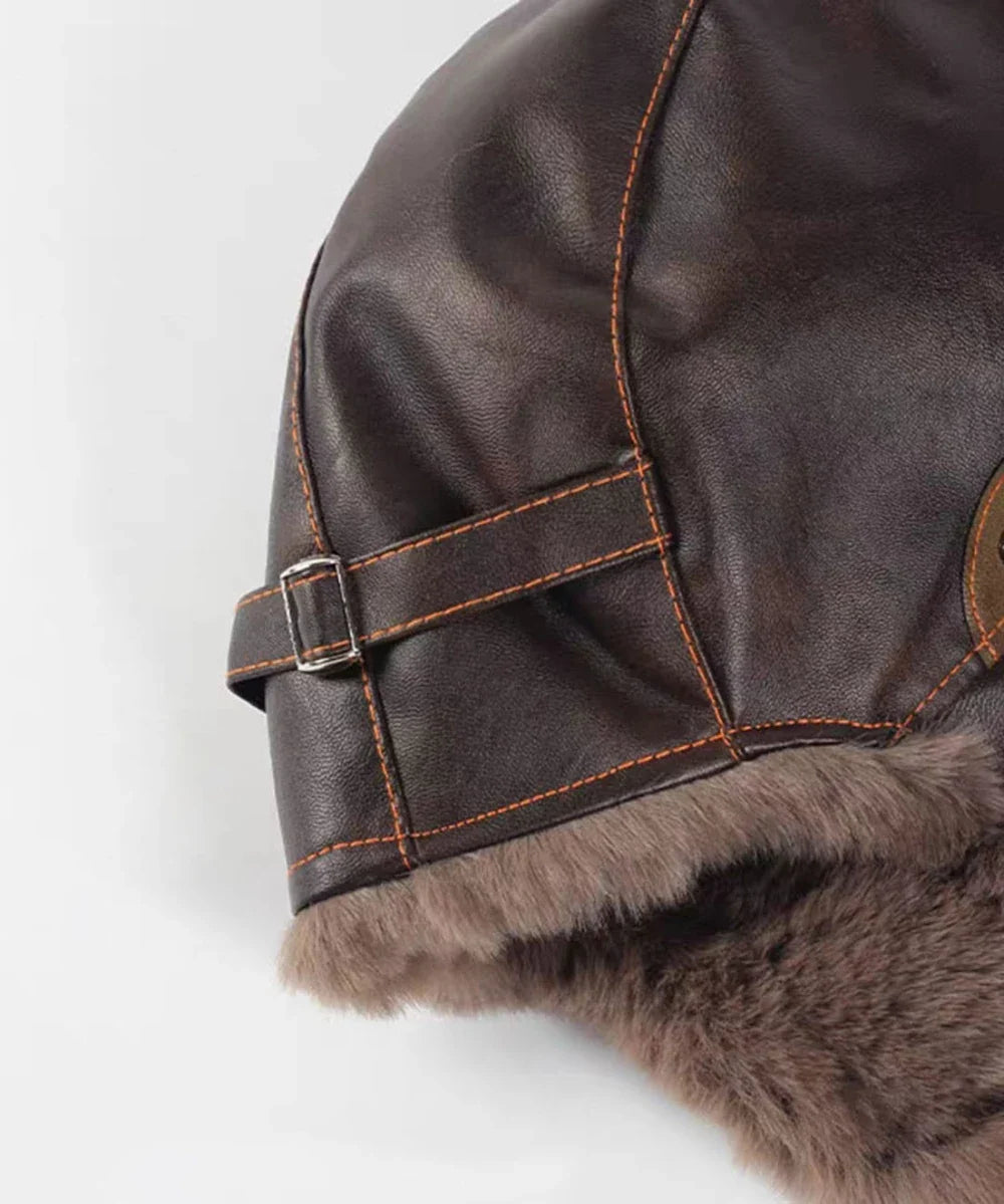 Bomber Hat New PU Leather Winter Hats for Men Women Waterproof Snow Ski Trapper Earflap Cap Male Female Russian Fur Hats