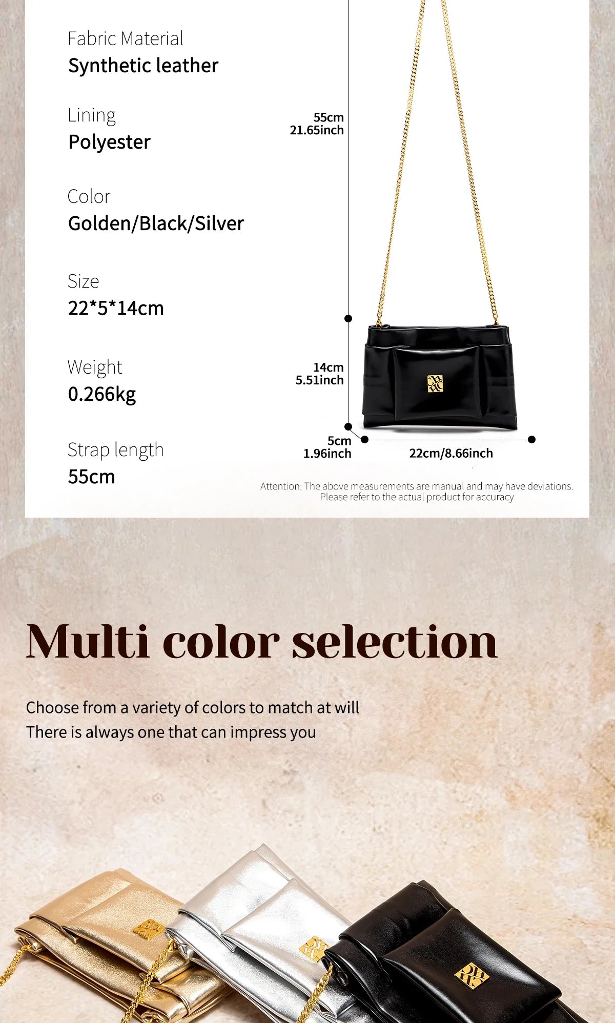 Women's Shoulder Bag New Simple Black Detachable Dual purpose Chain Bag Business Wallet