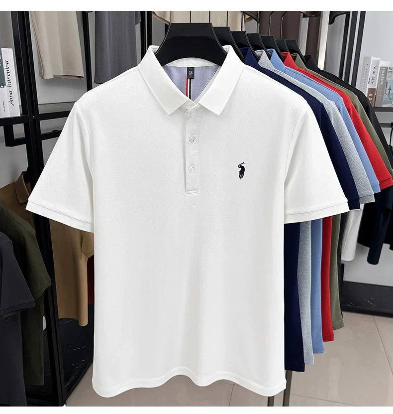 Luxury brand short sleeve men polo shirt summer ice silk breathable high-end pony embroidery design casual business Paul T-shirt