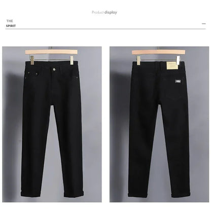 Large Size 42 44 Autumn 98% Cotton Men's Stretch Slim Jeans ArmyGreen Soft Comfortable Casual Straight Denim Pants Trousers