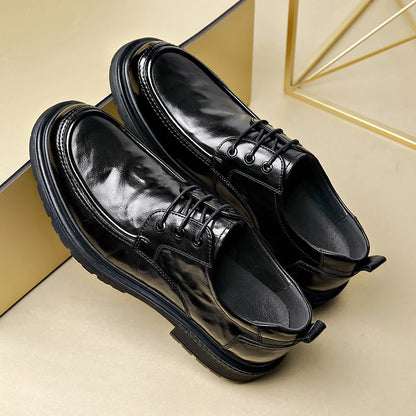 Business Formal Black Lace-up Style Leather Shoes for Men Spring Autumn New Designer Dress Shoes Male British Style Wedding Shoe
