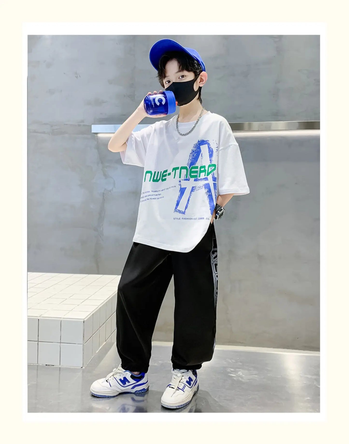 Summer Boys Cotton Loose Alphabet T-Shirt Tops+Sweatpant Workout Set School Kids 2PCS Tracksuit Children Jogger Outfits 5-16 Yr